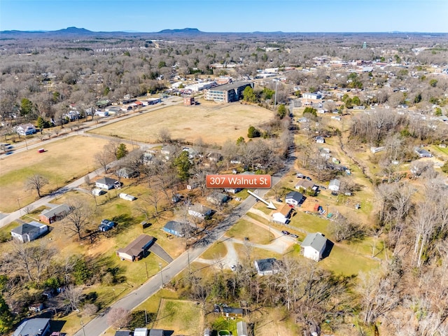 drone / aerial view with a mountain view