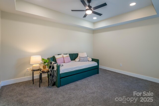 143 Carver St Unit 16, Brevard, NC 28712 - bedroom featuring carpet, a tray ceiling, recessed lighting, and baseboards