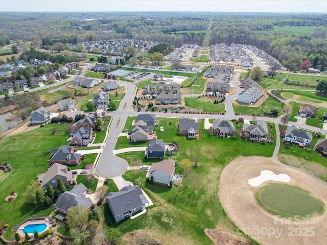 bird's eye view with a residential view