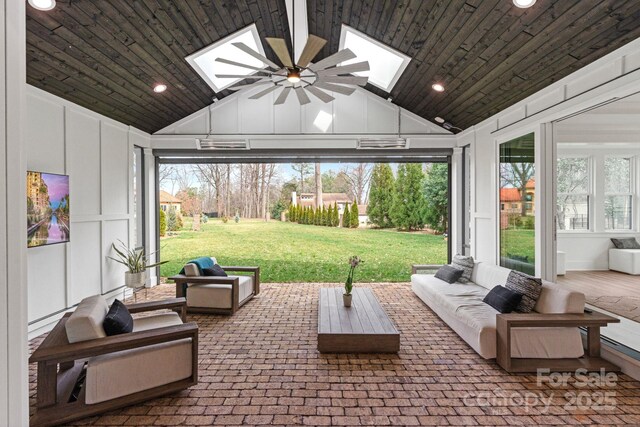 16112 Terry Ln, Huntersville, NC 28078 - view of patio / terrace featuring a ceiling fan and an outdoor living space