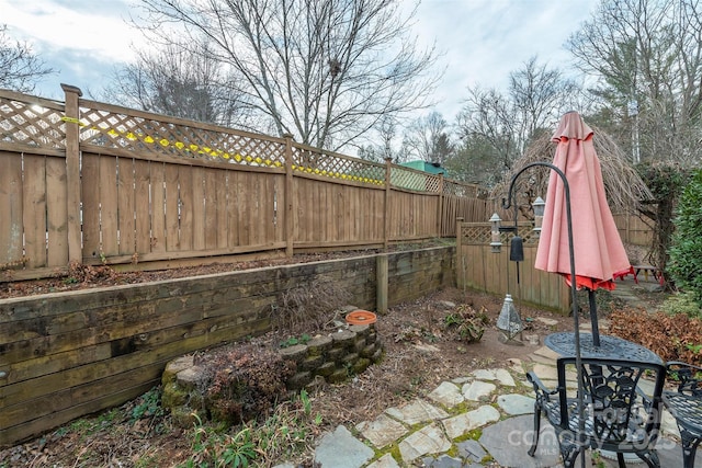 view of patio featuring a fenced backyard