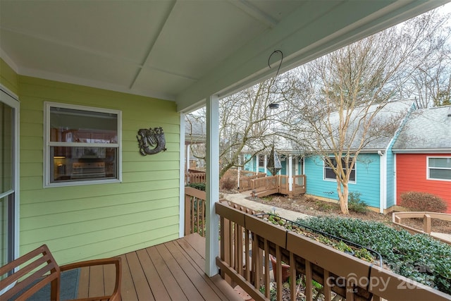 deck featuring covered porch