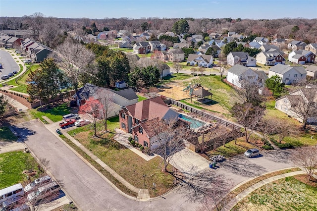 bird's eye view with a residential view