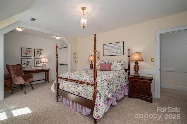 bedroom featuring carpet and visible vents