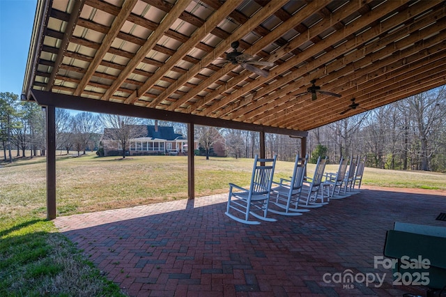 view of patio / terrace with a ceiling fan