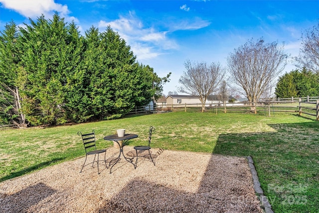 view of yard with a patio and a fenced backyard