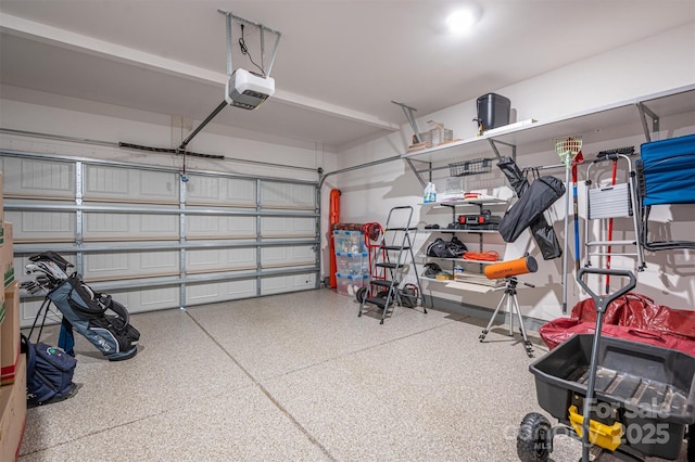 garage with a garage door opener