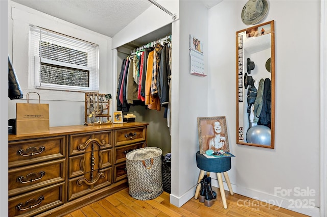 walk in closet featuring light wood-style flooring