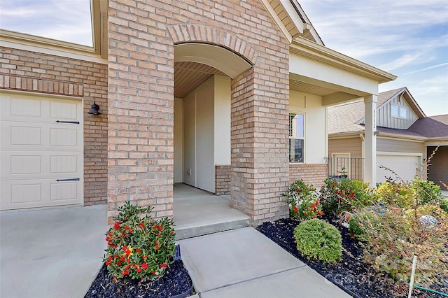 property entrance with brick siding