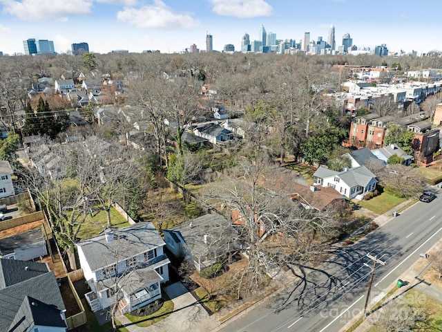 aerial view with a city view