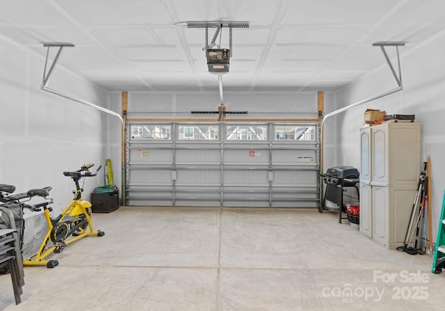 garage with a garage door opener