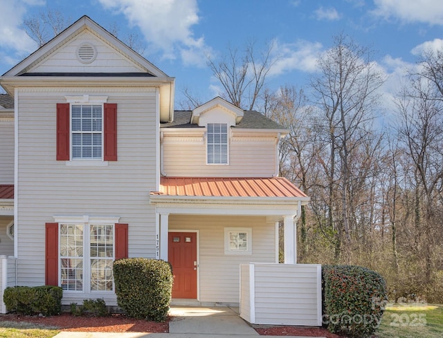 view of front of property with metal roof