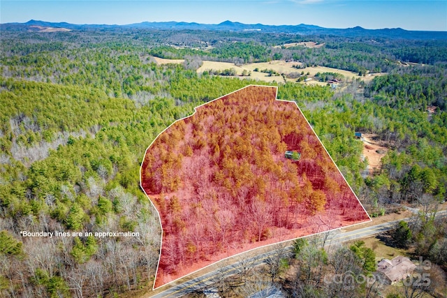 bird's eye view featuring a mountain view and a forest view