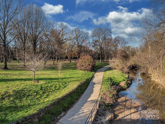 view of property's community featuring a yard