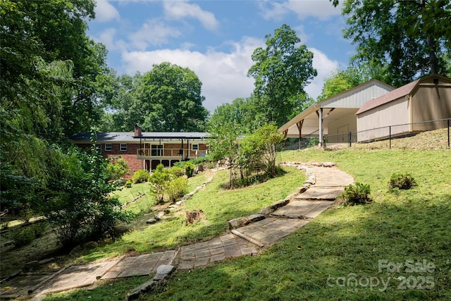 view of yard featuring fence