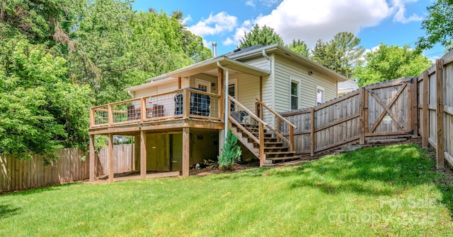 124 Dodge St, Asheville, NC 28803 - back of property featuring a gate, a wooden deck, and stairs