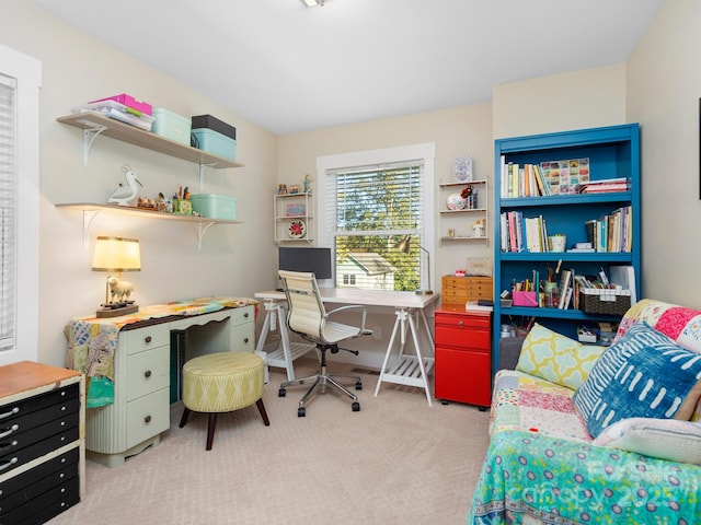 office featuring light colored carpet