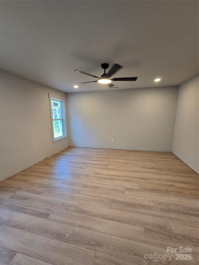 44389 US-52 Hwy N, Richfield, NC 28137 - empty room with light wood-style floors, ceiling fan, and recessed lighting
