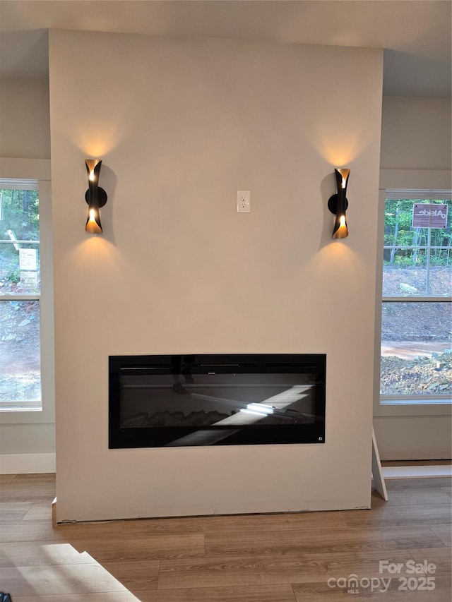 44389 US-52 Hwy N, Richfield, NC 28137 - detailed view of a glass covered fireplace, wood finished floors, and baseboards