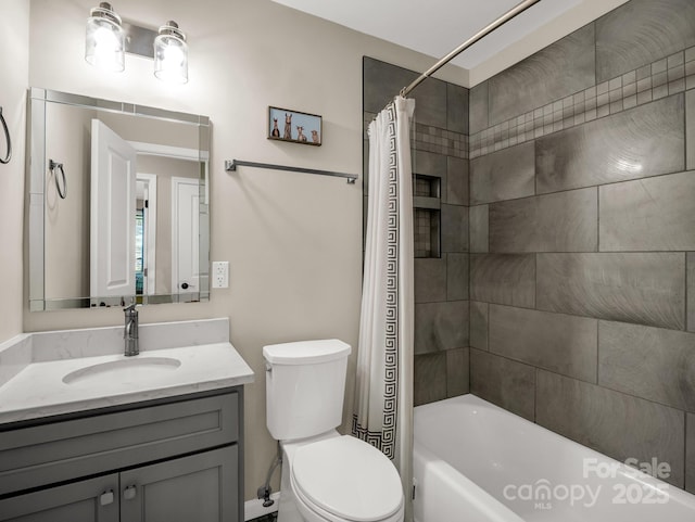1973 Buffalo Creek Rd, Lake Lure, NC 28746 - full bath with vanity, shower / bathtub combination with curtain, and toilet