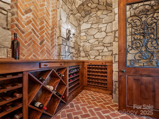 wine cellar with brick floor