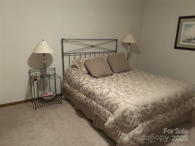 bedroom with baseboards and carpet floors