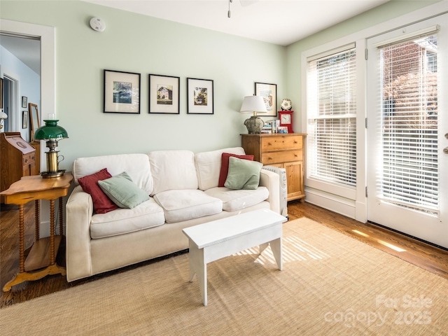 living area with light wood-style flooring