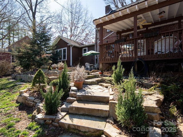 view of yard featuring a deck