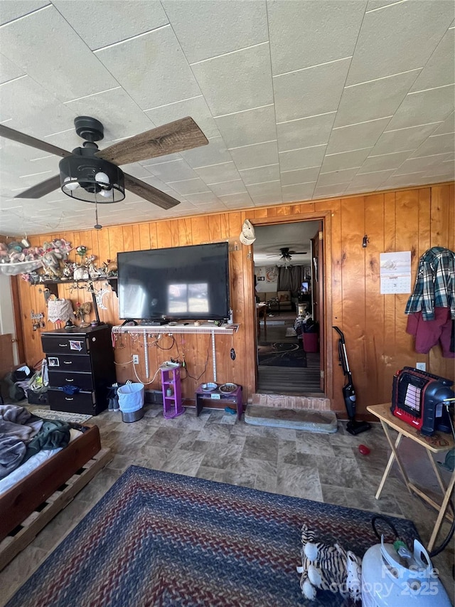 interior space with wooden walls