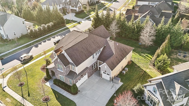 aerial view with a residential view