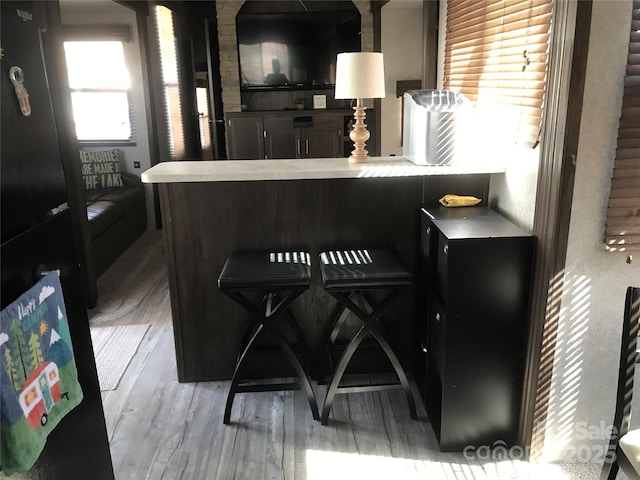 kitchen with light countertops and wood finished floors