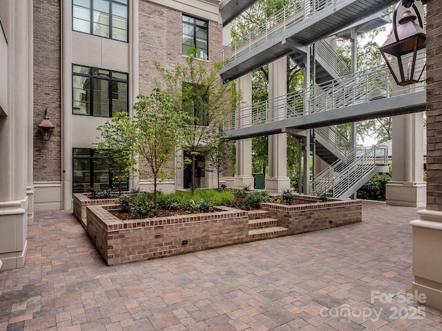 view of patio / terrace with stairway