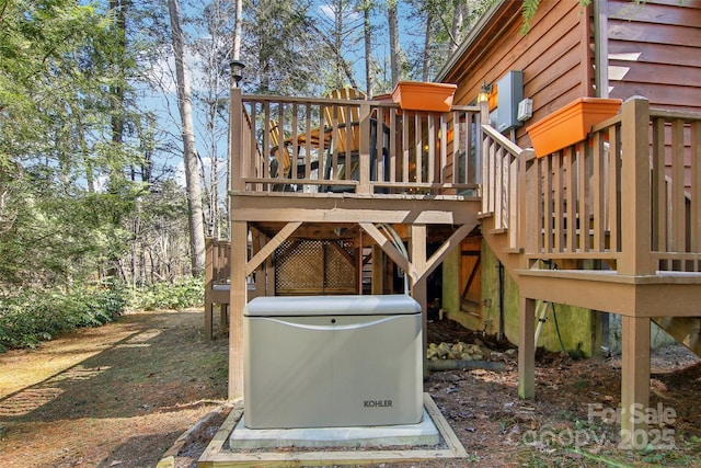 wooden deck featuring stairs