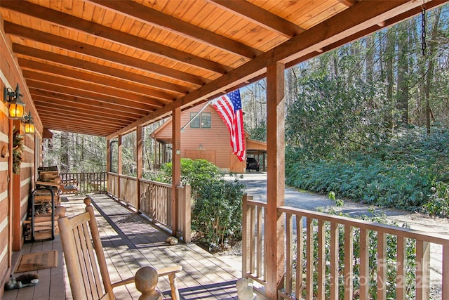 deck with covered porch