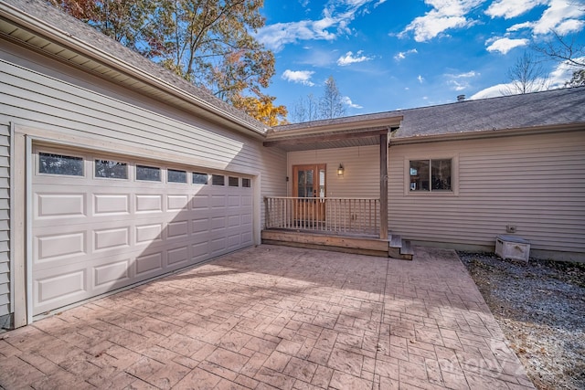 exterior space featuring a garage