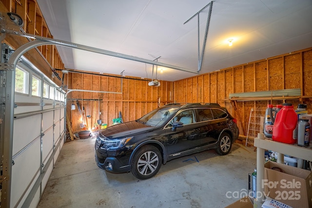 garage with a garage door opener