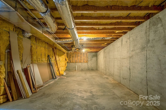 view of unfinished basement