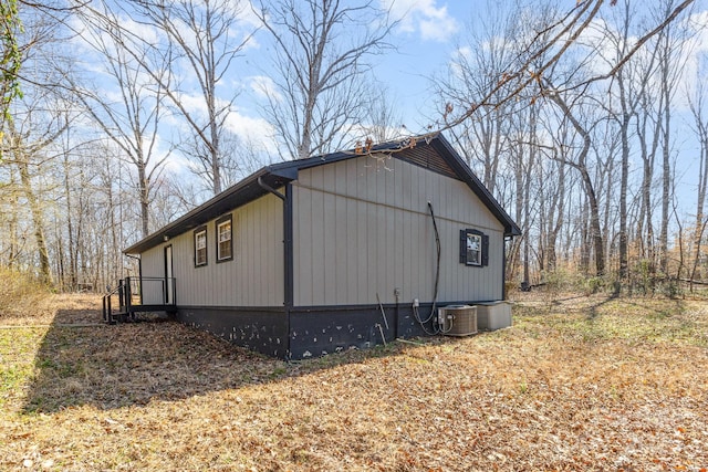 view of home's exterior featuring central air condition unit