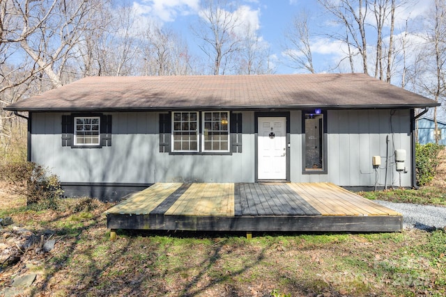 view of front of home with a deck