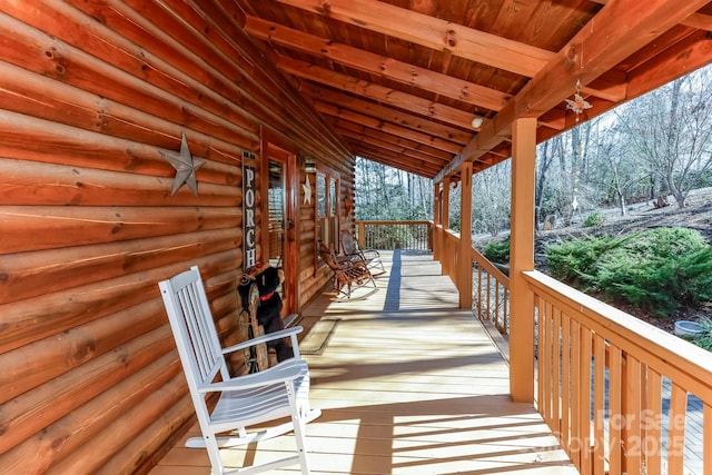 deck featuring covered porch