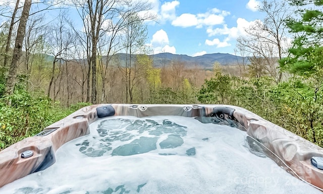 view of mountain feature featuring a view of trees