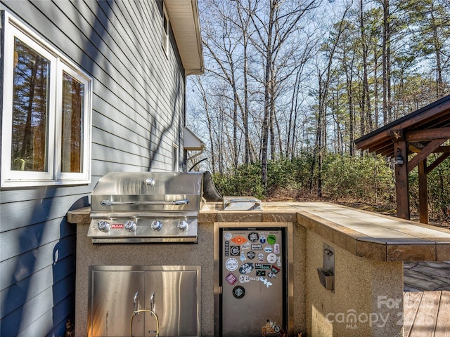 view of patio with area for grilling