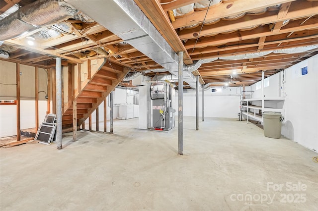 unfinished basement with heating unit