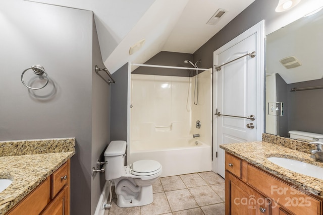 full bath with toilet, visible vents, and vanity