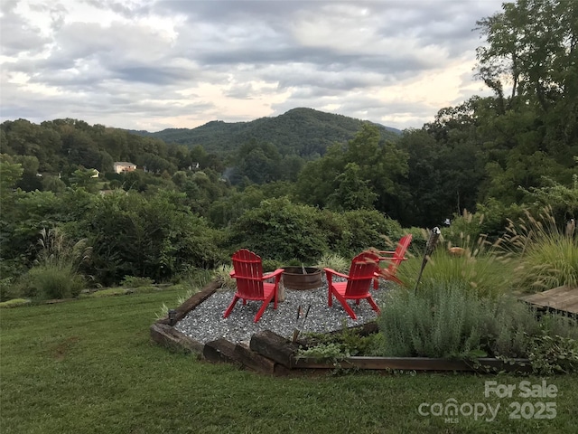 mountain view featuring a wooded view