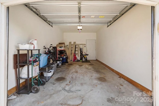 garage with baseboards