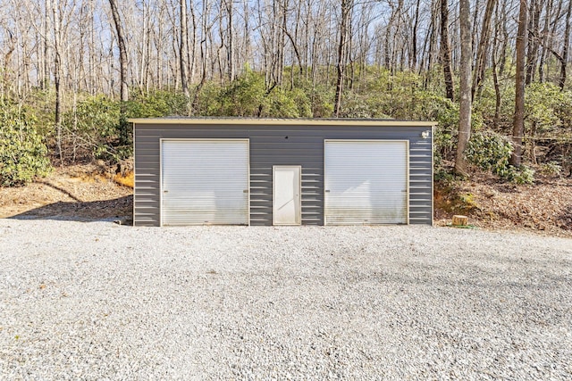 view of detached garage