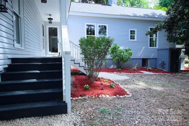 exterior space with a chimney
