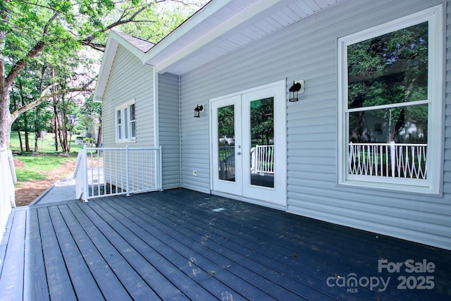 wooden deck with french doors
