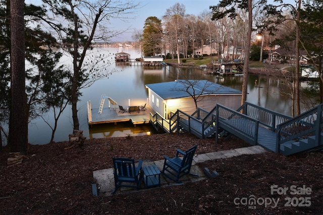 view of dock featuring a water view